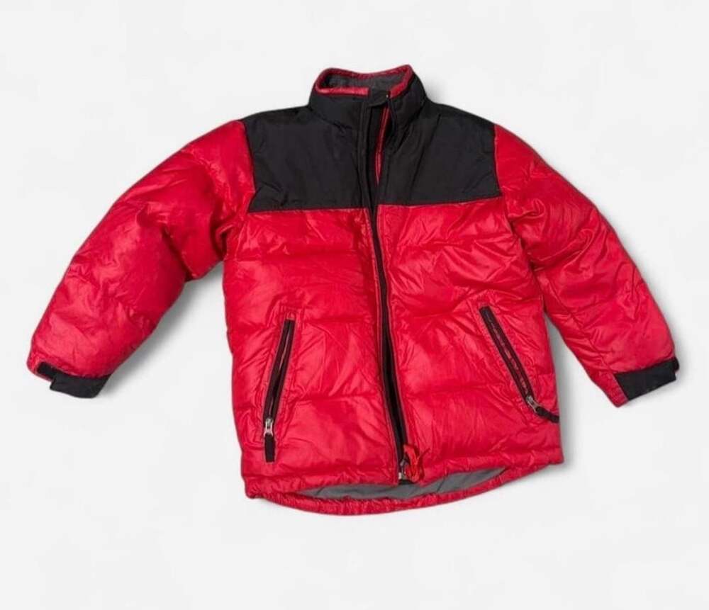 Gap Kids Winter Puffer Jacket Size M Red Black Fleece Lined